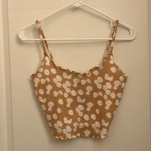 Tan SHEIN daisy flower crop top